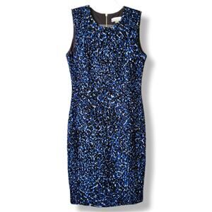 Calvin Klein Black Blue Velvet Sheath Dress 8 Modern Classic Career Cocktail